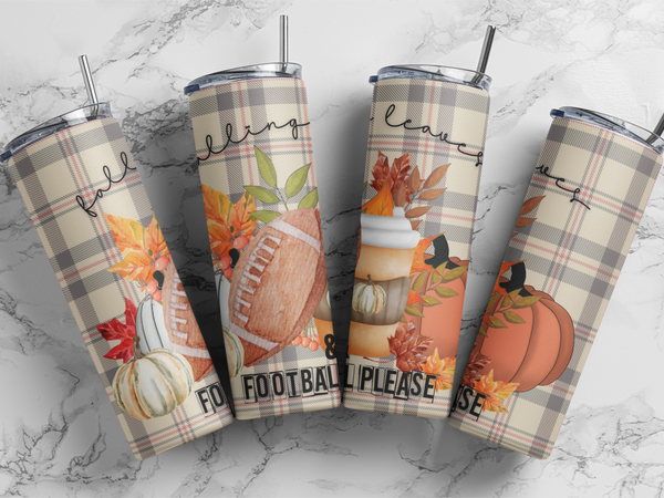 Falling Leaves & Football Please - Tumbler Wrap Vinyl Transfers