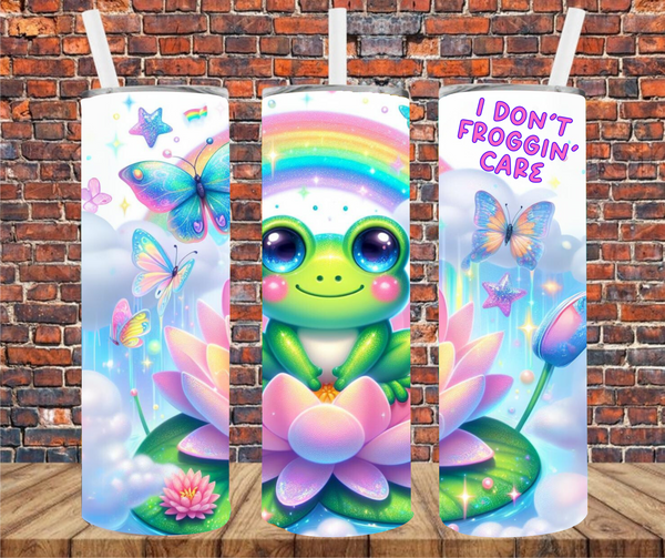 I Don't Froggin Care - Tumbler Wrap - Vinyl Transfers