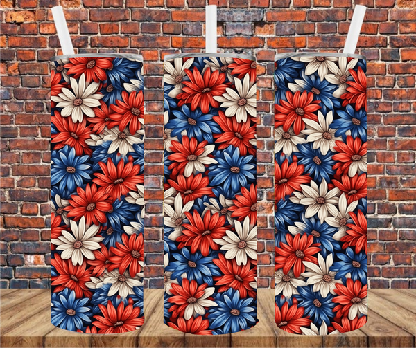 Patriotic Daisies - Tumbler Wrap Sublimation Transfers