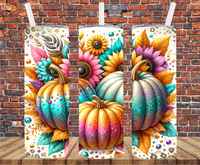 Colorful Pumpkins - Tumbler Wrap - Vinyl Transfers