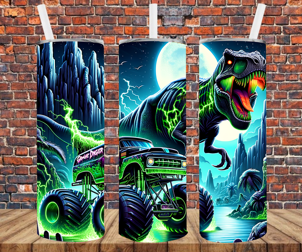 Monster Truck & Dinosaur - Tumbler Wrap - Sublimation Transfers