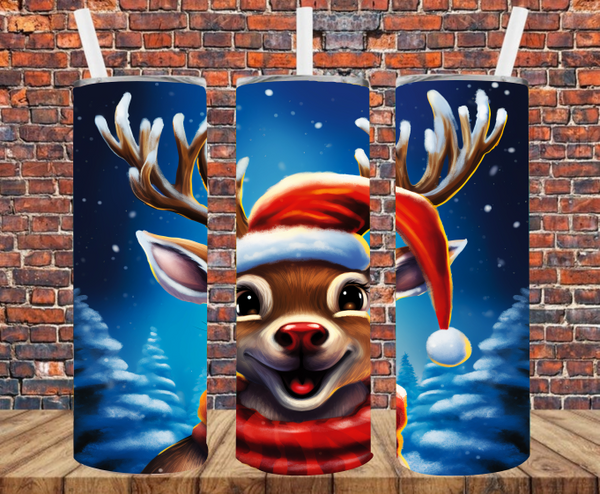 Happy Reindeer - Tumbler Wrap - Vinyl Transfers