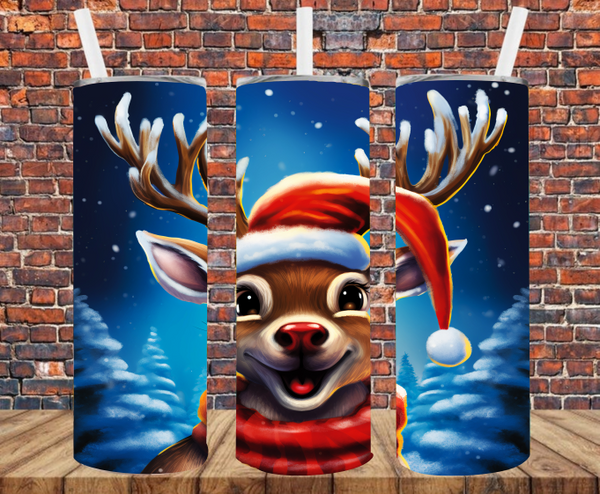 Happy Reindeer - Tumbler Wrap - Sublimation Transfers