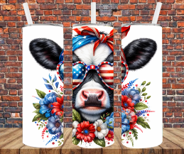 Patriotic Heifer - Tumbler Wrap - Sublimation Transfers