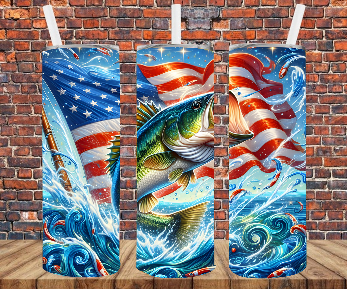 Fishbucks Patriotic Fish - Tumbler Wrap - Sublimation Transfers – Crafty Bucks