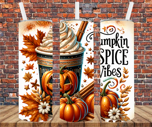 Pumpkin Spice Vibes - Tumbler Wrap - Vinyl Transfers