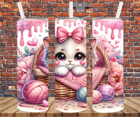 Kitten In Yarn Basket - Tumbler Wrap - Sublimation Transfers