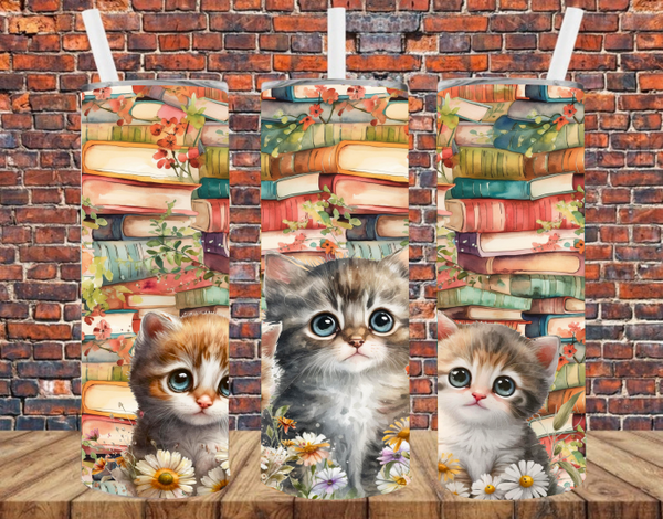 Kitties & Books - Tumbler Wrap - Sublimation Transfers