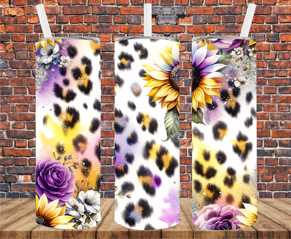 Floral Leopard - Tumbler Wrap - Sublimation Transfers