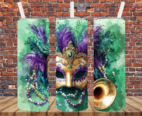 Mardi Gras Mask - Tumbler Wrap - Sublimation Transfer