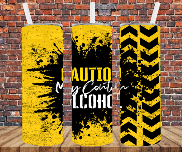 Caution May Contain Alcohol - Tumbler Wrap - Sublimation Transfers