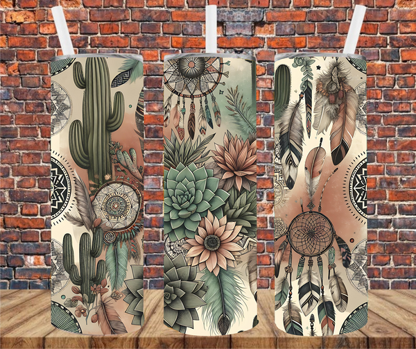 Western Cactus - Tumbler Wrap - Sublimation Transfers