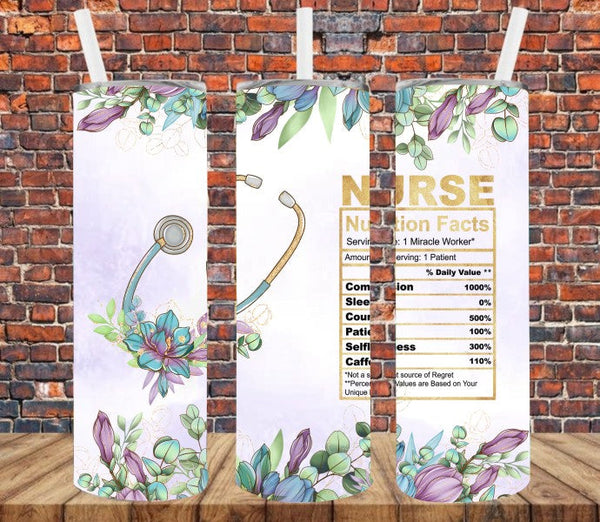 Nurse Nutrition Facts - Tumbler Wrap Sublimation Transfers