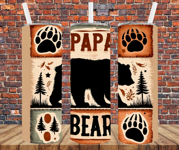 Papa Bear - Tumbler Wrap - Sublimation Transfers