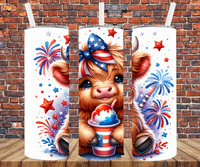 Patriotic Baby Cow - Tumbler Wrap - Sublimation Transfers