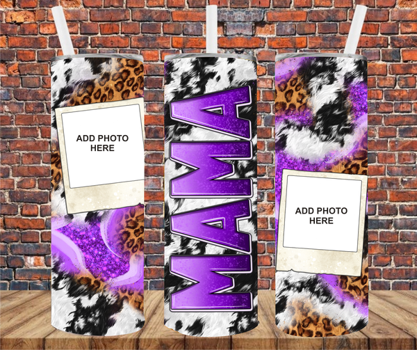 2 Image - Mama  - Add Your Own Photos - Sublimation Tumbler Wrap