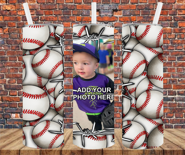 1 image Baseball  - Add Your Own Photos - Sublimation Tumbler Wrap