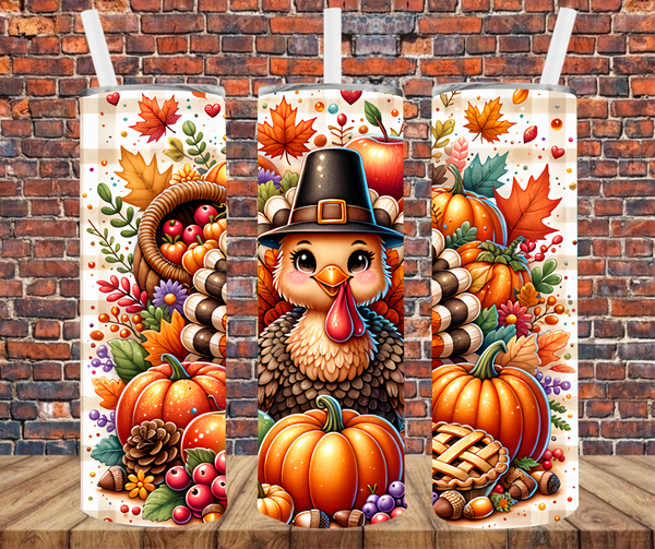 Thanksgiving Turkey - Tumbler Wrap - Vinyl Transfers