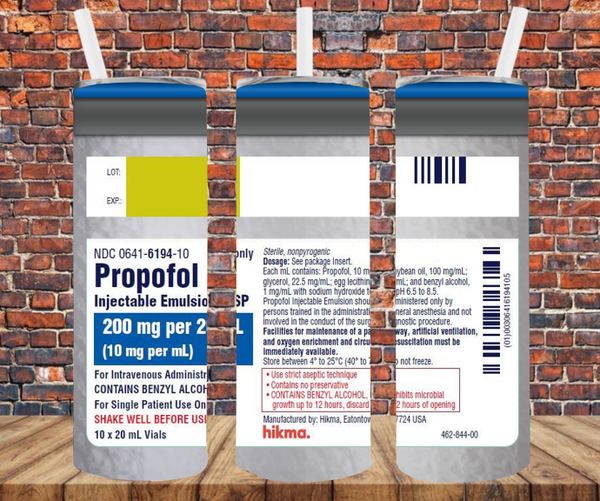 Healthcare Propofol - Tumbler Wrap Sublimation Transfers