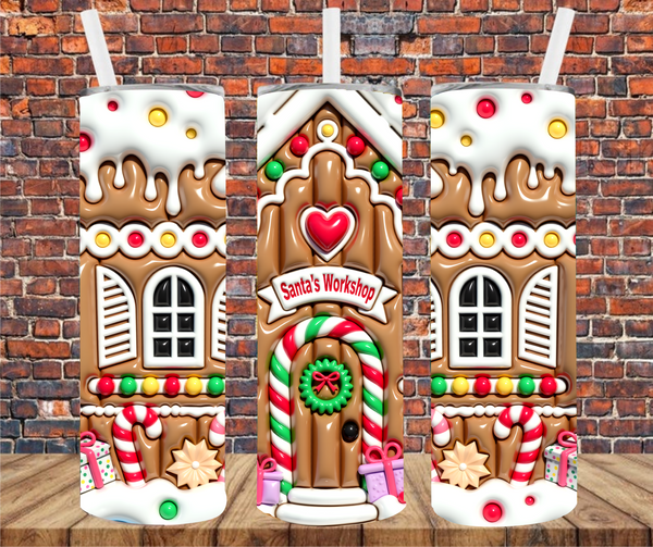 Puff Effect Gingerbread House - Tumbler Wrap - Sublimation Transfer