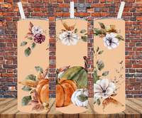 Fall Pumpkins Floral - Tumbler Wrap - Vinyl Transfers