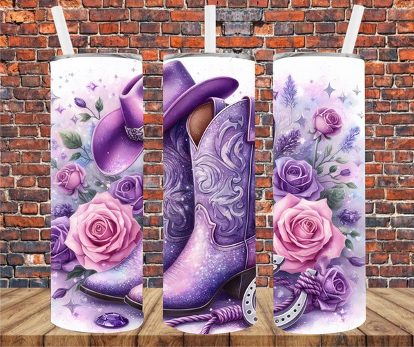 Cowgirl Boots - Tumbler Wrap - Vinyl Transfers