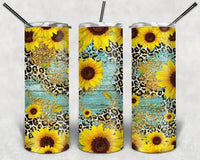 Turquoise & Sunflowers - Tumbler Wrap Sublimation Transfers