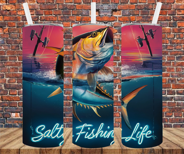 Salty Fishing Life - Tumbler Wrap - Sublimation Transfers