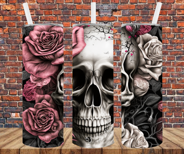 Skull & Roses - Tumbler Wrap - Sublimation Transfers