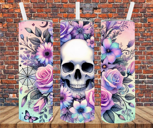 Floral Skull - Tumbler Wrap - Sublimation Transfers