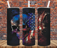 Patriotic Skull & Flag - Tumbler Wrap - Sublimation Transfers