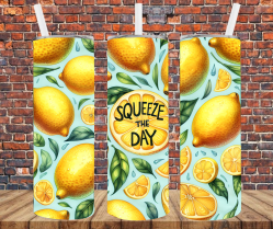 Squeeze The Day Lemons - Tumbler Wrap - Sublimation Transfers
