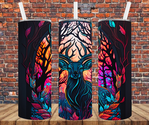 Stained Glass Buck - Tumbler Wrap - Sublimation Transfers