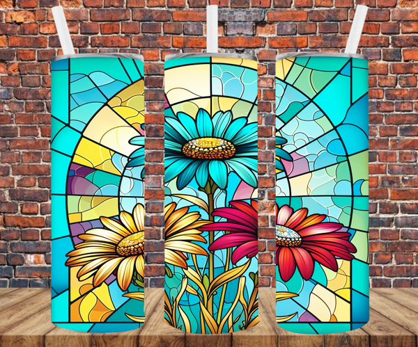 Stained Glass Flowers - Tumbler Wrap - Sublimation Transfers