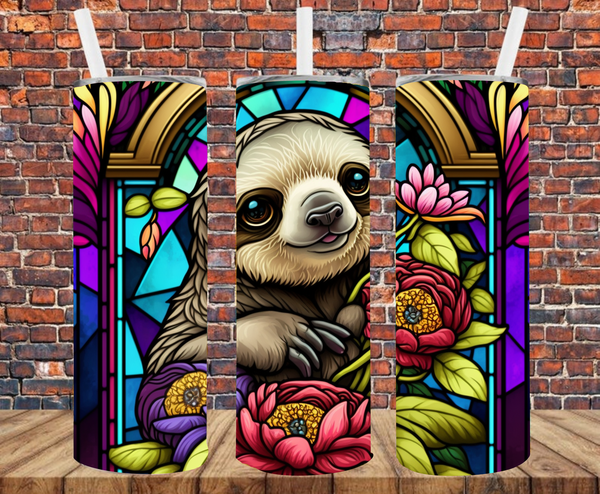 Stained Glass Sloth - Tumbler Wrap - Sublimation Transfers