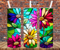 Stained Glass Flowers - Tumbler Wrap - Sublimation Transfers