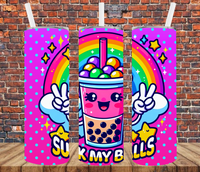 Boba Tea, Suck My Balls - Tumbler Wrap - Vinyl Transfers