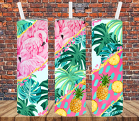 Flamingos & Pineapples - Tumbler Wrap Sublimation Transfers