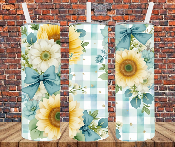 Floral & Gingham - Tumbler Wrap - Sublimation Transfers