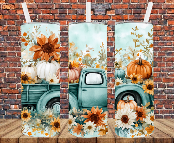 Autumn Vintage Truck - Tumbler Wrap - Vinyl Transfers