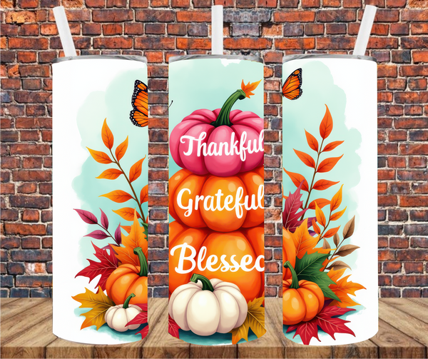 Thankful Grateful & Blessed - Tumbler Wrap Vinyl Transfers