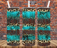 Turquoise & Leopard - Tumbler Wrap - Sublimation Transfers