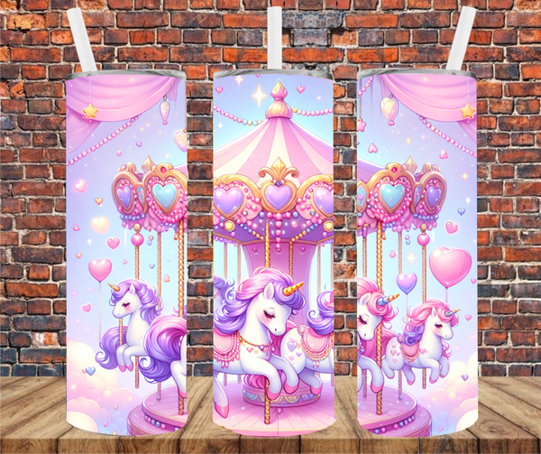 Unicorn Carousel - Tumbler Wrap - Vinyl Transfers