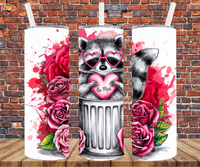 Be Mine Valentine Raccoon - Tumbler Wrap - Sublimation Transfers