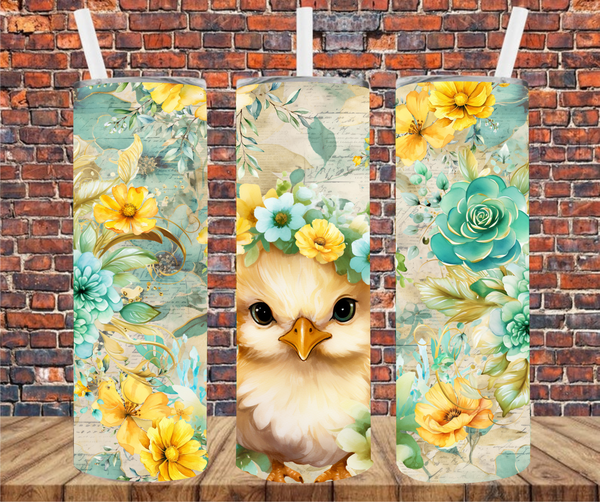 Floral & Chick - Tumbler Wrap - Sublimation Transfers