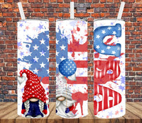 Watercolor USA Gnome - Tumbler Wrap Sublimation Transfers