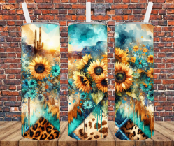 Watercolor Sunflowers - Tumbler Wrap - Sublimation Transfers
