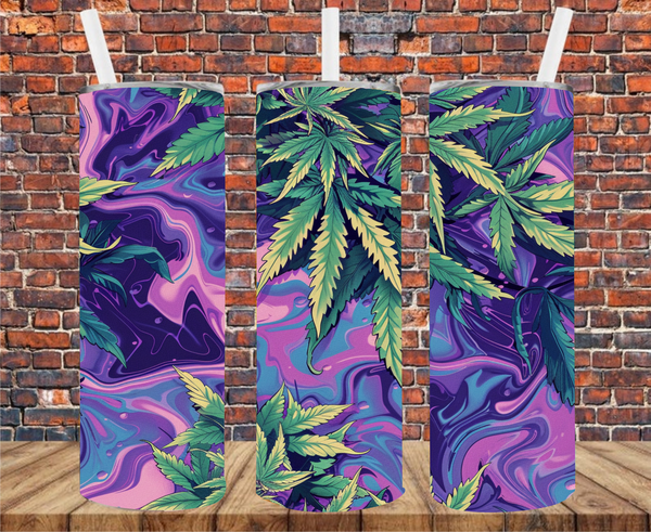 Trippy Weed Leaf - Tumbler Wrap - Sublimation Transfers