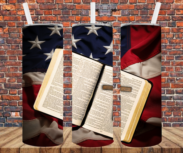 Patriotic Bible & Cross - Tumbler Wrap - Sublimation Transfers