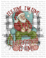 Everything's Fine Stressed Santa - Waterslide, Sublimation Transfers